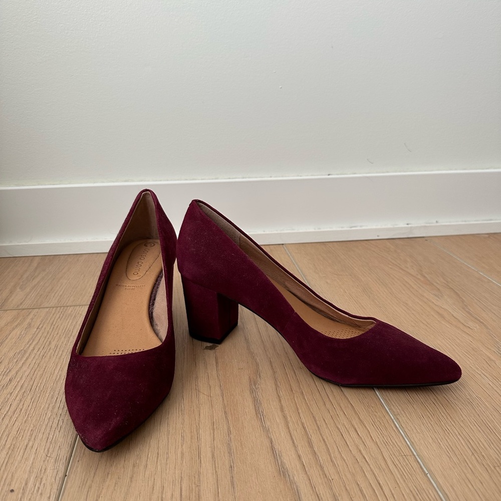 Red velvet heels